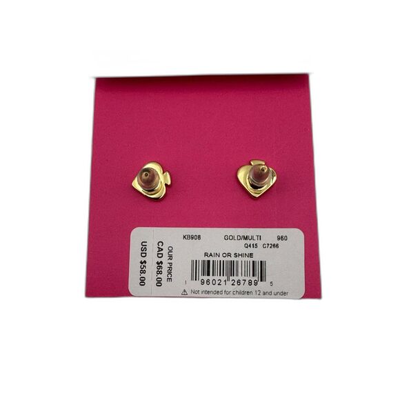 Kate Spade Gold Blue Umbrella Raindrop Earrings - Picture 3 of 4